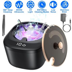 Ultrasonic Retainer Cleaner 45kHz Ultrasonic Cleaning Machine with 3 Modes 230ML Capacity UV Light for Denture Mouth Guard Aligner Dental Trays B